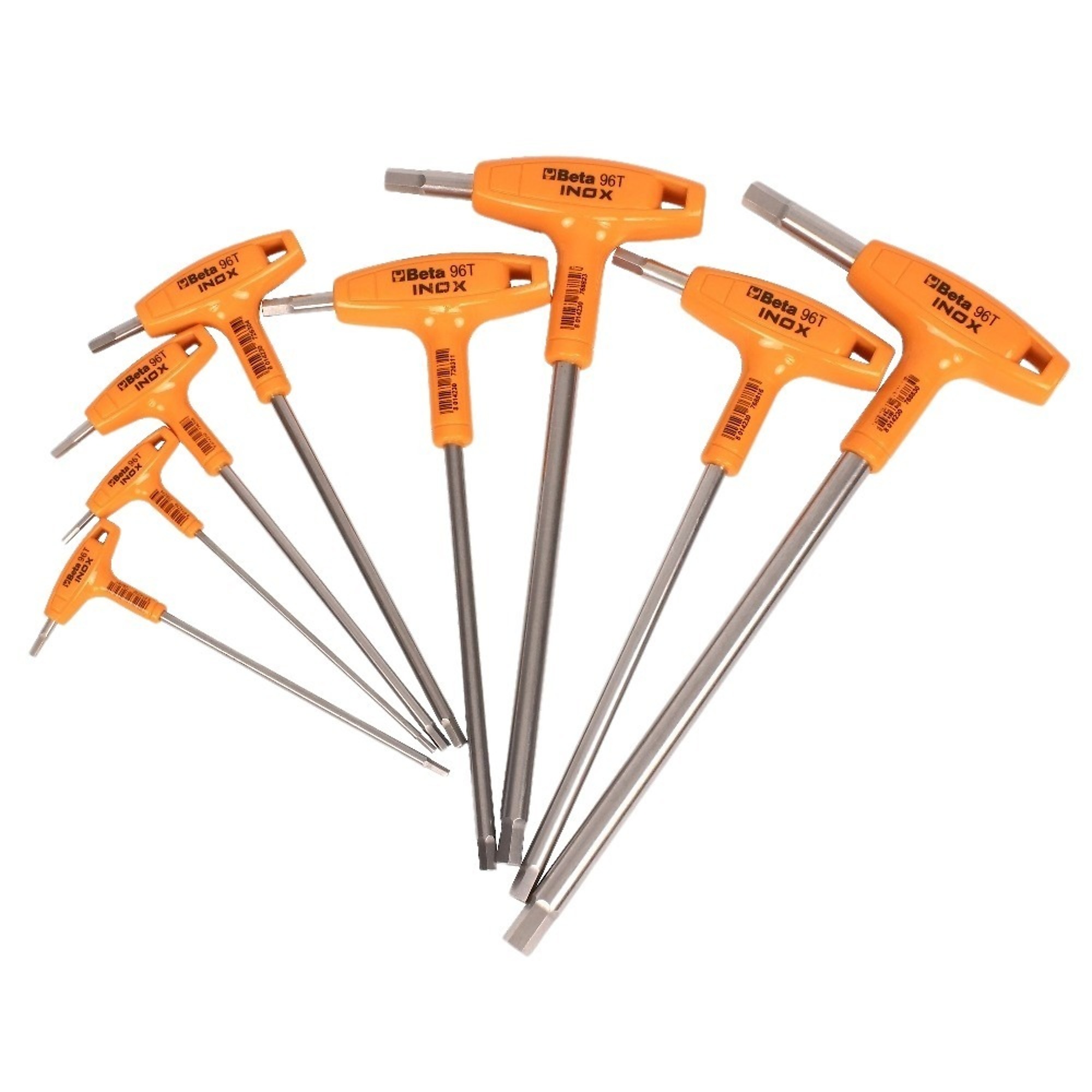 Beta, Stainless Steel T-Handle Hex Keys 2.5mm-10mm, Pieces (qty.) 8 Model# 96TINOX/S8